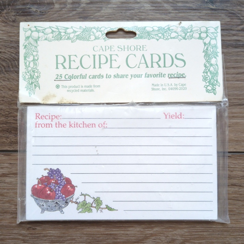 Vtg Cape Shore Recipe Cards Fruit Bowl Apple Grape 25 Count NEW NOS SEALED